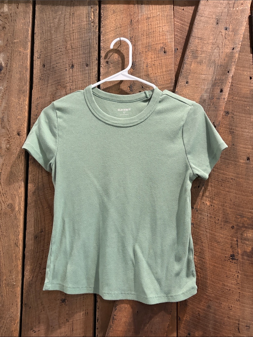 Old Navy Sage Green Short Sleeve Ribbed Crewneck Tee